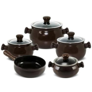 Imagem de Jogo de Panelas Em Cerâmica Premiere Joy 5 peças Ceraflame, Chocolate