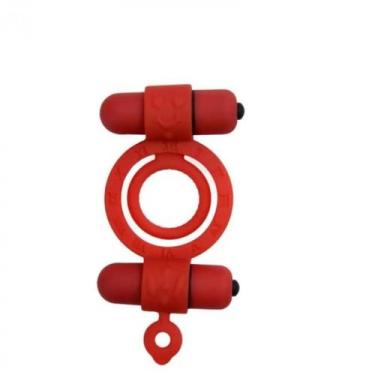 Imagem de Anel Peniano Duplo com Vibro Hand - Coleção Lamour Lovetoys, Vermelho