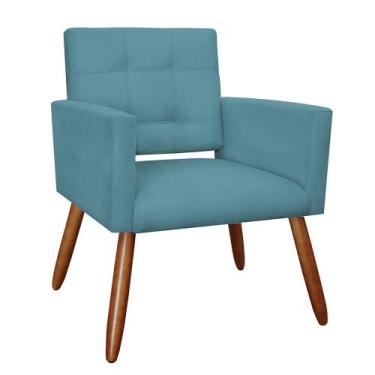 Imagem de Poltrona Recepção Camila Suede Azul Turquesa Pés Palito - Vallisa Deco