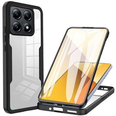 Imagem de Ephoou Capa com tudo incluso de 360° para Xiaomi 14 T Pro, [protetor de tela embutido] Capa de telefone transparente de camada dupla à prova de choque à prova de poeira para Xiaomi 14T Pro QB-preta