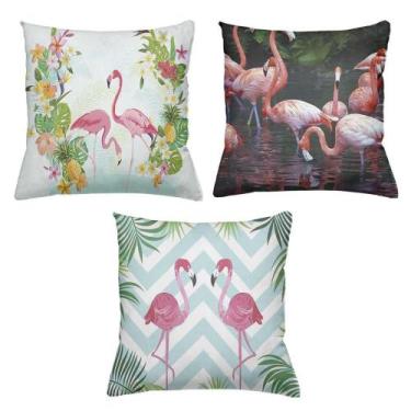 Imagem de Kit 3 Almofadas Cheias Decorativas 40 x 40 Flamingo - Deluzz