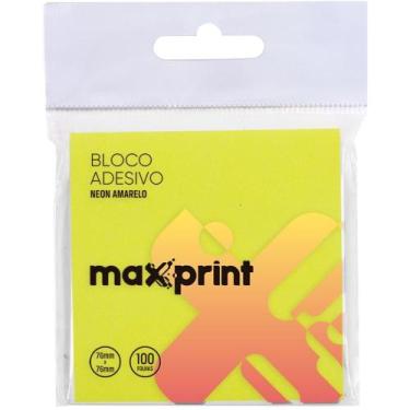 Imagem de Bloco de Recado Autoadesivo 76X76MM Amarelo Neon 100 Folhas - Maxprint