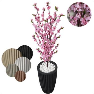 Imagem de Cerejeira Rosa Bebê Flor Artificial com Vaso Decoração - Flor de Menti
