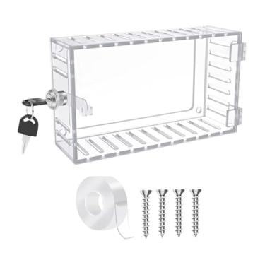 Imagem de Fenteer Caixa de bloqueio do termostato, tampa do painel de controle do ar condicionado, com tampa, proteção transparente do termostato, tampa do termostato