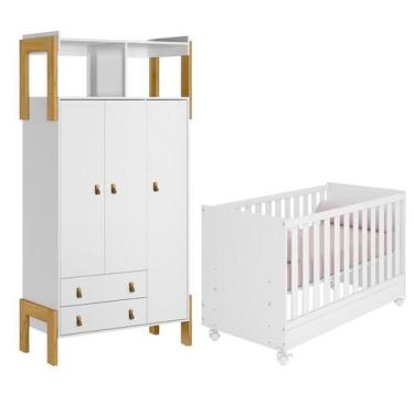 Imagem de Quarto de Bebê Fantasia com Roupeiro  e Berço Que Vira Mini Cama Móvei