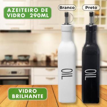 Imagem de Azeiteiro de Vidro Brilhante 290ml Garrafa Bico Dosador Inox - Hauskra
