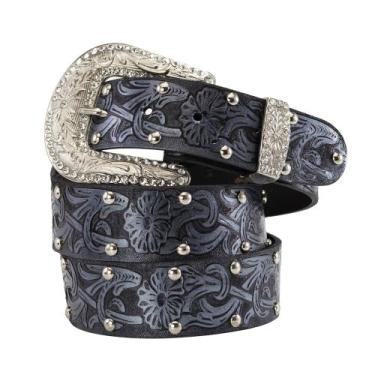 Imagem de Cinto Feminino Floral Com Cravos Estilo Country com Fivela Decorada St