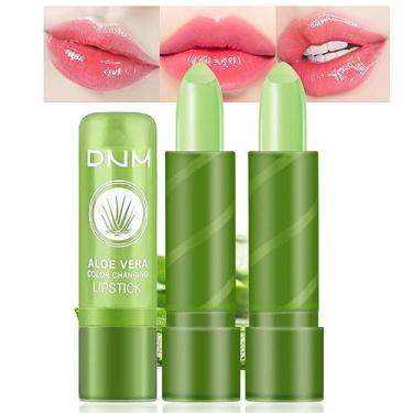 Imagem de BINGBRUSH 2 Peças de Batom com Mudança de Cor de Aloe Vera Queen, Protetor Labial Nutritivo de Longa Duração, Hidratante, Temperatura de Ph Mágico, Brilho Labial com Mudança de Cor, Conjunto de Maquia
