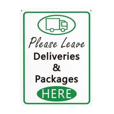 Imagem de Syiomlis 1 placa de entrega de pacote, deixe pacotes e entregas aqui, com seta para baixo, 30 x 20 cm - Instruções de entrega para meus pacotes da Amazon, FedEx, USPS, UPS, placas internas e externas