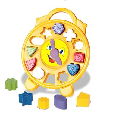 Imagem de Relógio Educativo - Brinquedo de Encaixar e Montar para Estimular o Desenvolvimento das Crianças com Peças e Formas Coloridas