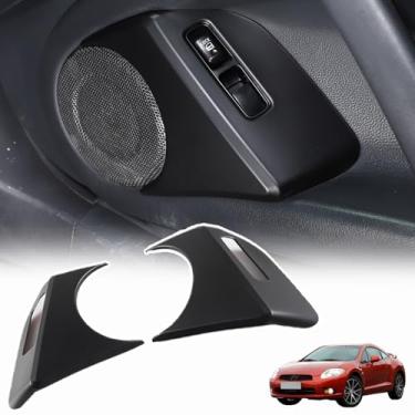 Imagem de Acabamento da tampa do interruptor de elevação de janela compatível com Mitsubishi Eclipse 2006-2011 ABS 2 peças, moldura de acabamento do alto-falante da porta lateral do carro, acessórios de