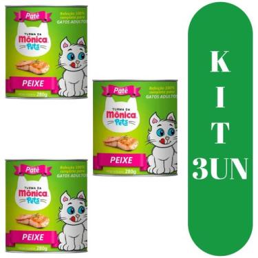 Imagem de Kit patê 3 latas turma da mônica sabor peixe para gatos  - KAO E GATTO