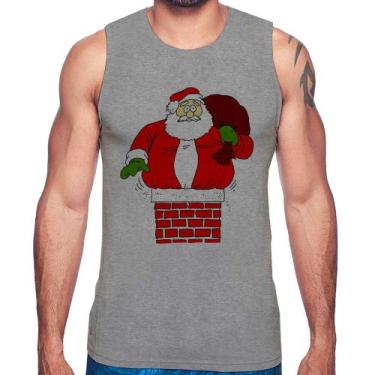 Imagem de Regata Papai Noel Chaminé - Foca na Moda, Cinza, GGG