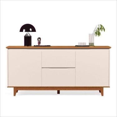 Imagem de Balcão Buffet Flow 2 Portas 2 Gavetas 163cm Ej Móveis Off White-freijó