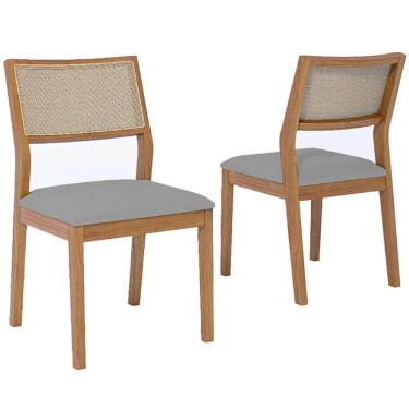 Imagem de Kit 2 Cadeiras Oiti Madeira Tauri Tecido Linho Cimol Cor Cinza