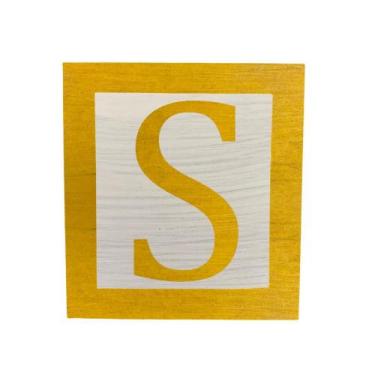 Imagem de Cubo Branco Letra Amarela com Aplique Festa Chá de Bebê Decoração 8x8x