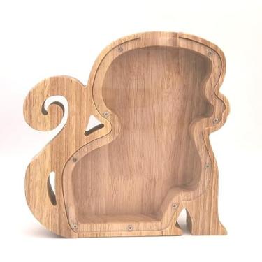 Imagem de Caixa de dinheiro de madeira, caixa de dinheiro para animais, cofrinho para crianças, decoração de casa - macaco