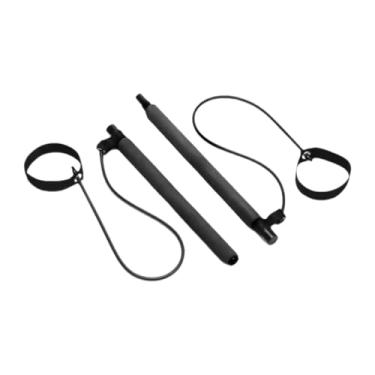 Imagem de rockible 2 Seções Pilates faixas de resistência, barra de tonificação portátil com equipamento de ginástica de loop de pé para agachamento, Preto
