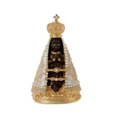 Imagem de Imagem Infantil de Nossa Senhora Aparecida em Resina com Pérolas 15cm