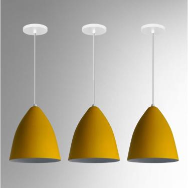 Imagem de Kit 3 Lustre Pendentes Vegas Amarelo Com Branco r. R. J. V