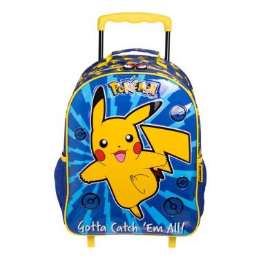 Imagem de Mochila Infantil Pokemon Pikachu Mala Escolar Com Rodinhas