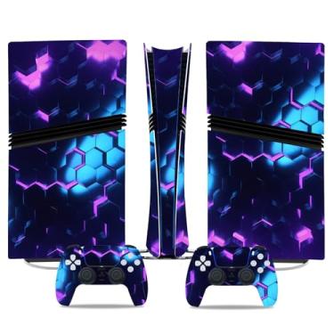 Imagem de Adesivo de película compatível com console digital PS5 Pro, decalque de vinil protetor para controle sem fio (roxo)
