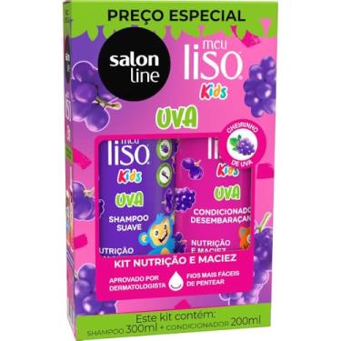 Imagem de Salon Line, Kit Shampoo e Condicionador, Meu Liso Kids, Uva, Vegano - Para Cabelos Lisos, 2 Unidades
