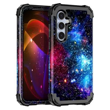 Imagem de Miqala Capa compatível com Galaxy S24 FE 5G, que brilha no escuro, três camadas, resistente, proteção à prova de choque, amortecedor de plástico rígido + capa protetora de silicone macio para Samsung