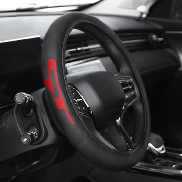 Imagem de Capa de volante de couro compatível com acessórios Kia K3 Forte Cerato 2021-2024 GT, tamanho universal adequado para 35-38 cm, respirável, leve, fácil de instalar