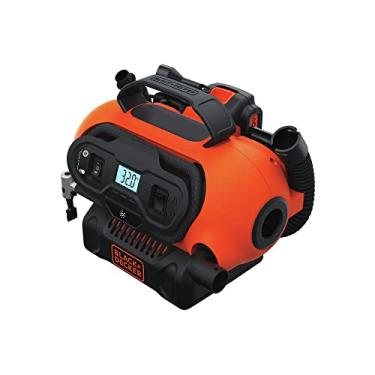 Imagem de BLACK+DECKER Inflador de pneu máximo de 20 V, compressor de ar portátil, 3 modos: sem fio, 120 V com fio e adaptador de carro de 12 V, bomba de ar, bateria vendida separadamente (BDINF20C)