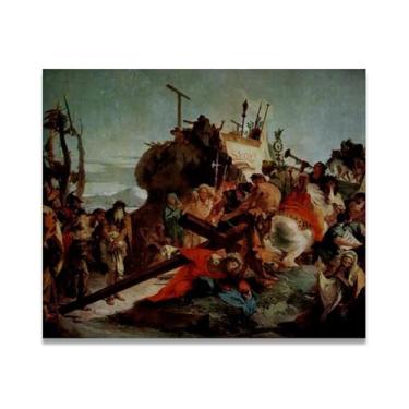 Imagem de Christ on the Road to Calvary Giovanni Battista Tiepolo Impressão em tela – Obra-prima rococó barroca, pintura escolar de Veneza, pintura a óleo decorativa para galeria doméstica 30 x 42 cm