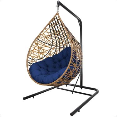 Imagem de Balanço Suspenso Ninho Gota Com Suporte, Mola E Mosquetão Para área Externa - Caramelo A2