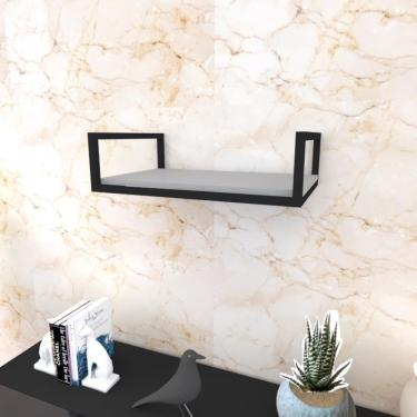 Imagem de Prateleira Industrial Suspensa Estante Parede Nicho Cinza Cozinha Escritorio Sala Quarto Infantil