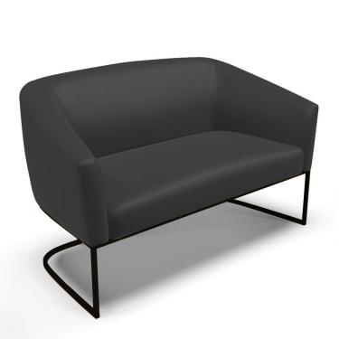 Imagem de Sofá Namoradeira 2 Lugares Base Industrial Preto Stella Corino Preto D03 - D'rossi