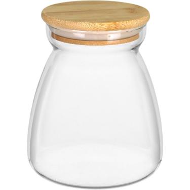 Imagem de Pote Porta Mantimentos Home&co Com Tampa Bambu Borossilicato 850ml 13x8x8cm Transparente