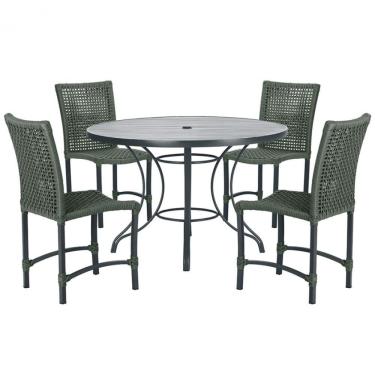 Imagem de Mesa Ascoli Com 4 Cadeiras Cannes De Alumínio Trama Verde