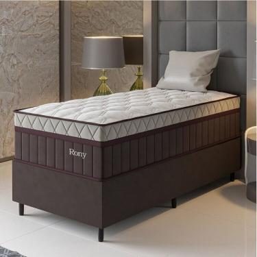 Imagem de Conjunto Colchão Mola Ensacada E Base Box Solteiro 70x88x188cm Rony Marrom