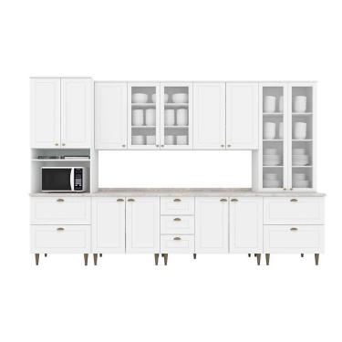 Imagem de Cozinha Modulada Americana 8 Peças 2 Aéreos + 2 Balcões+ 2 Paneleiros + 2 Complementos Com Pés C5p51 Branco2 Aéreos + 1 Balcão + 1 Complemento