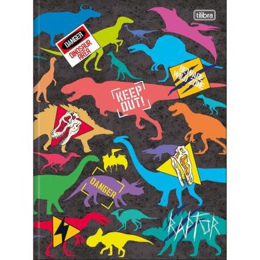 Imagem de Caderno Universitário Raptor Tilibra Capa Dura Brochura - 48 Folhas Keep Out - Dinossauros