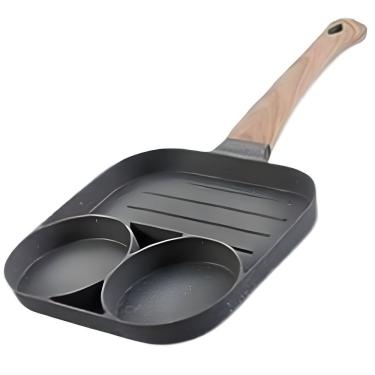 Imagem de Superfície Antiaderente De Frigideira Elétrica Com 3 Divisórias, Ideal Para Cozinhar Sem óleo