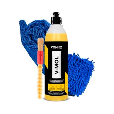 Imagem de Kit Shampoo Desincrustante V-mol 500ml Toalha Microfibra Luva Microfibra Aplicador Espuma Vonixx