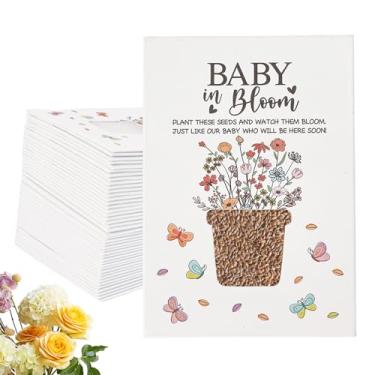 Imagem de 50 pacotes de sementes de chá de bebê em flor - Envelopes de sementes para festa de chá de bebê com janela transparente organizador de sementes para festa de revelação de gênero (não inclui sementes)