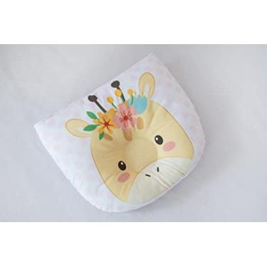 Imagem de Travesseiro Anatômico Bebê, Apoio de Cabeça com Estampas de Animais, 25x22cm, Fibra de Silicone (GIRAFINHA)