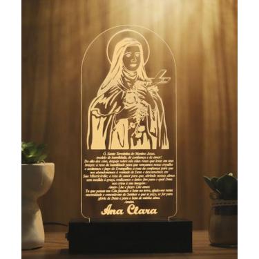 Imagem de Luminária Abajur Oração Santa Teresinha LED Amarelo - Bold