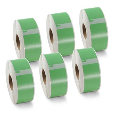 Imagem de BETCKEY Etiquetas coloridas compatíveis com etiquetas Dymo 1738595 (3/10.2 cm x 2-6/5.1 cm), compatíveis com impressoras Dymo LabelWriter Thermal 450, 4XL e Zebra [6 rolos, 2700 etiquetas, verde]