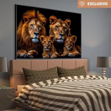 Imagem de Quadro Decorativo Familia De Leao Com Dois Filhotes - MeMoldura, 80x12