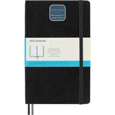 Imagem de Moleskine Caderno clássico expandido, capa macia, grande (12,7 x 21 cm), pontilhado, preto, 400 páginas