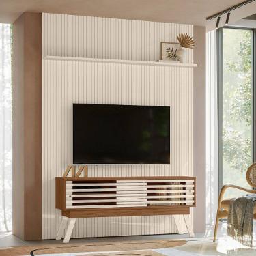 Imagem de Rack Com Painel Frizz New Premium Natualle/Off White - Madetec Móveis