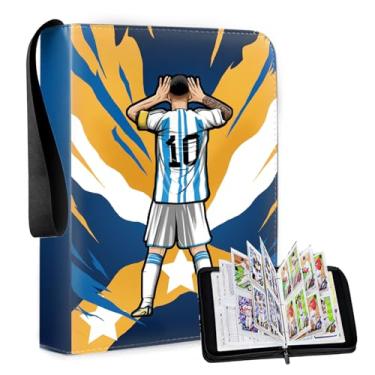 Imagem de Viyohoh Fichário de cartão de futebol, 4 álbuns de fichário de cartas colecionáveis Pokect com 55 capas para fichário, serve para 440 cartas esportivas, presente para colecionadores de cartas TCG