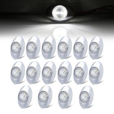 Imagem de Ledvillage 3 polegadas Branco Embutido 3 LED 3825 SMD Luzes Marcadoras Laterais Oval para Reboque, Caminhão, Trator Caminhão, Ônibus, Barco, 12V DC com Moldura Cromada Q0 [Pacote com 16]